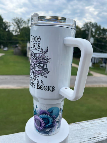 40oz Book Girl Tumbler | Reader featuring book girl reader inspired artwork