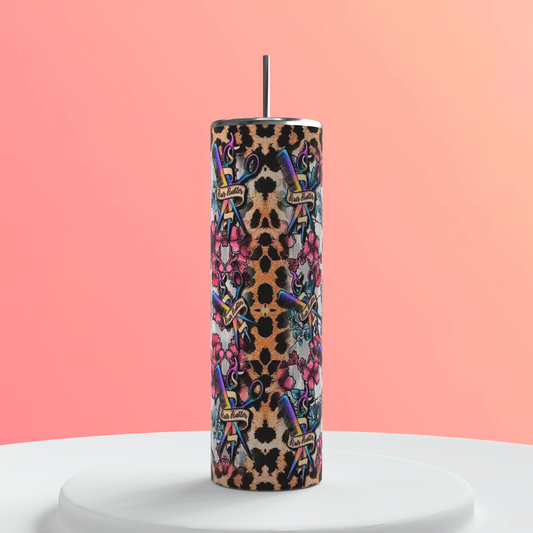 20oz Hair Hustler Tumbler | Hair Stylist featuring hair stylist salon life inspired artwork