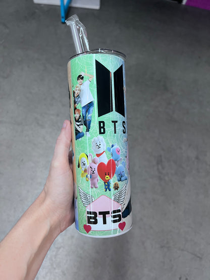 BTS 20oz Tumbler with BT21 Characters | K-Pop Drinkware