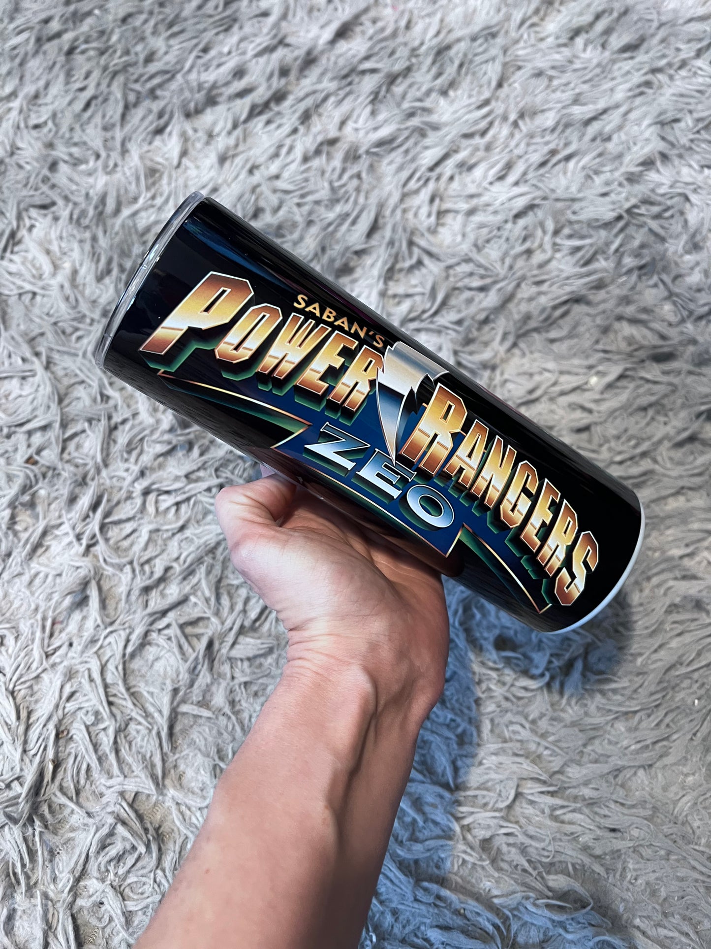 20oz Power Rangers Zeo Ranger Tumbler featuring fandom-inspired artwork