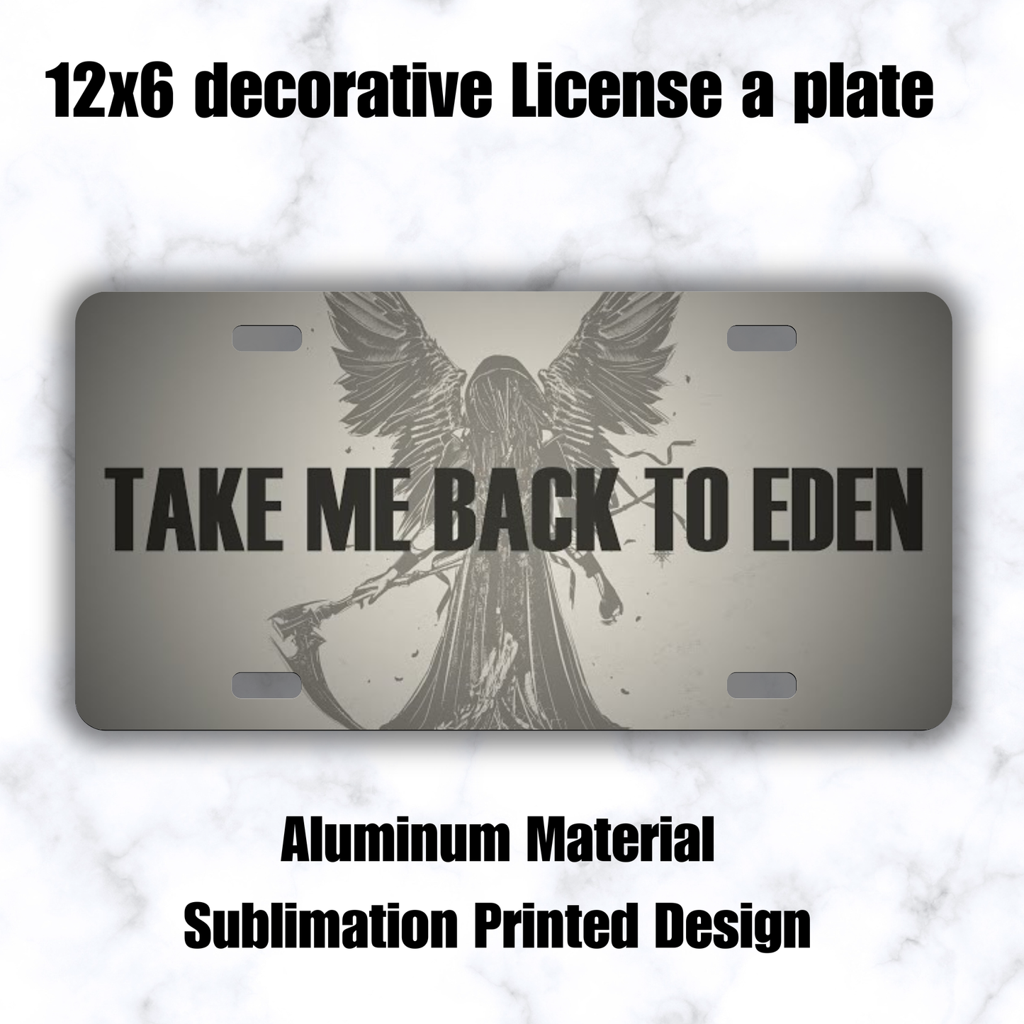 Take Me Back To Eden Decorative License Plate | Sleep Token Inspired Gothic Car Accessory | Alternative Aesthetic Decor featuring the design artwork