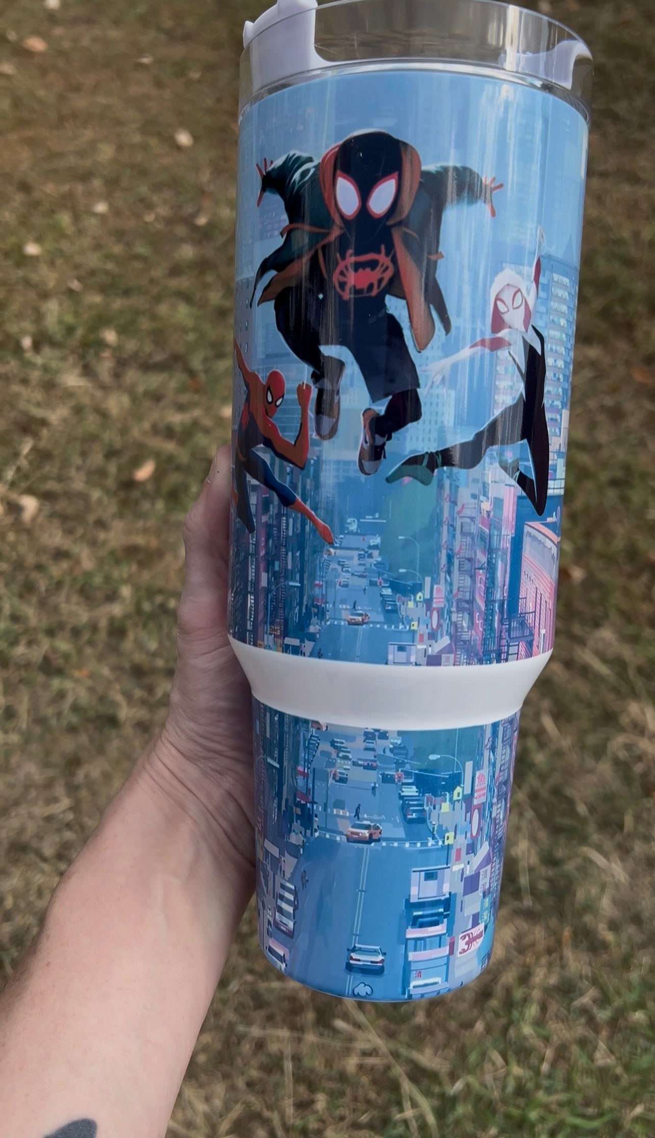 40oz Spidey Versed style tumbler