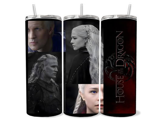 Rhaenyra & Daemon Team Black 20oz Tumbler featuring fandom-inspired artwork