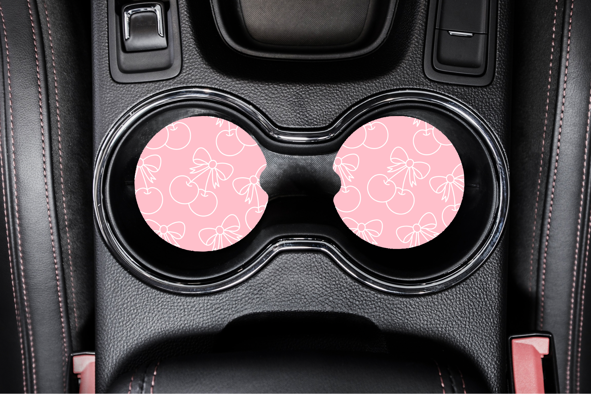 Cherry Bows Car Coasters