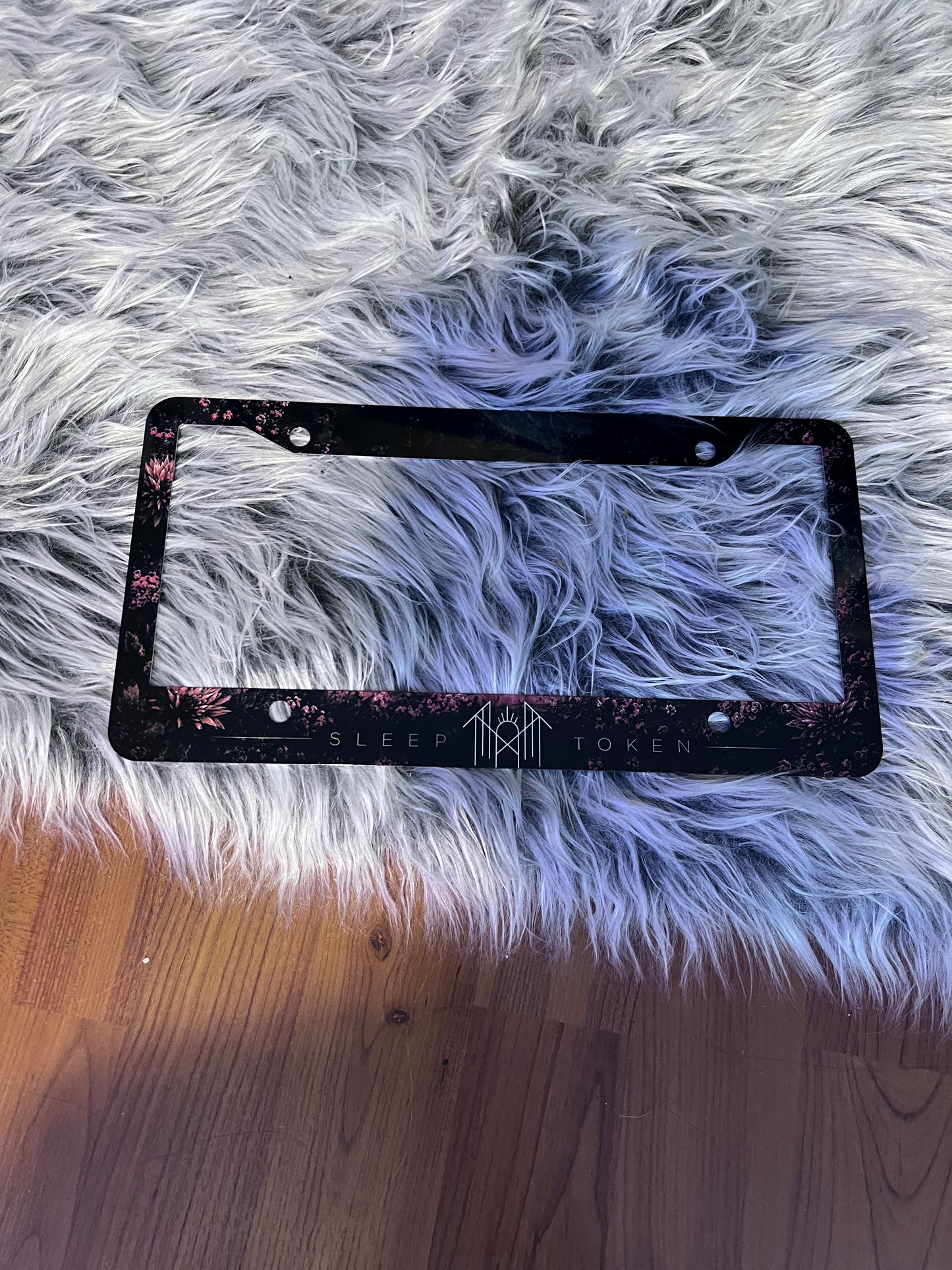 Sleep Token floral 12x6 license plate frame with gothic floral artwork