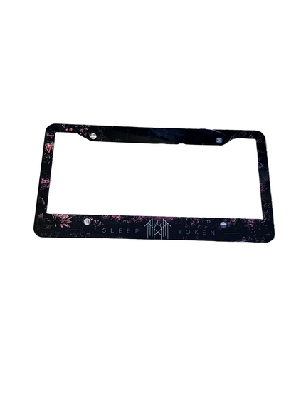 Sleep Token floral 12x6 license plate frame with gothic floral artwork