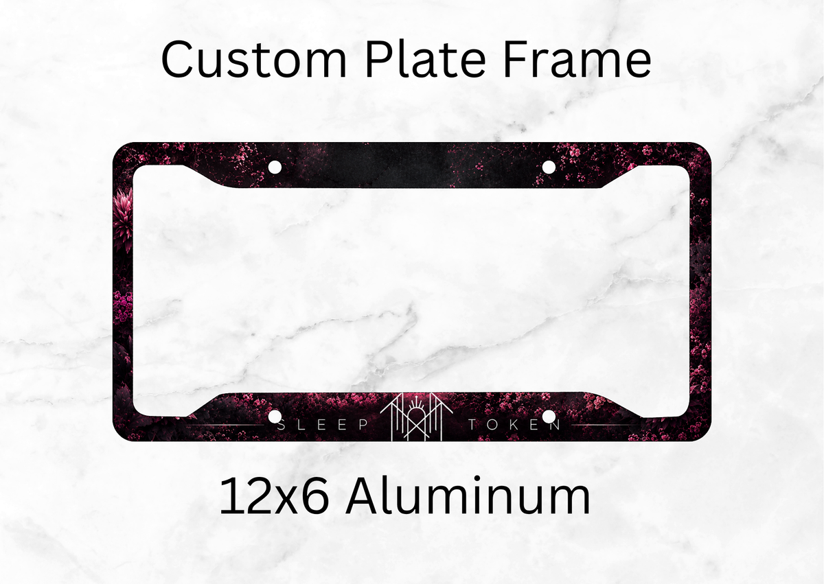 Sleep Token floral 12x6 license plate frame with gothic floral artwork