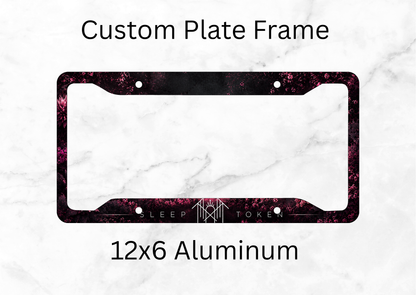 Sleep Token floral 12x6 license plate frame with gothic floral artwork
