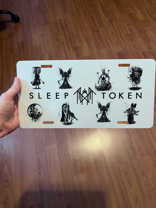Sleep Token Inspired Aluminum Vanity License Plate | Gothic Alternative Car Tag Decor featuring the design artwork
