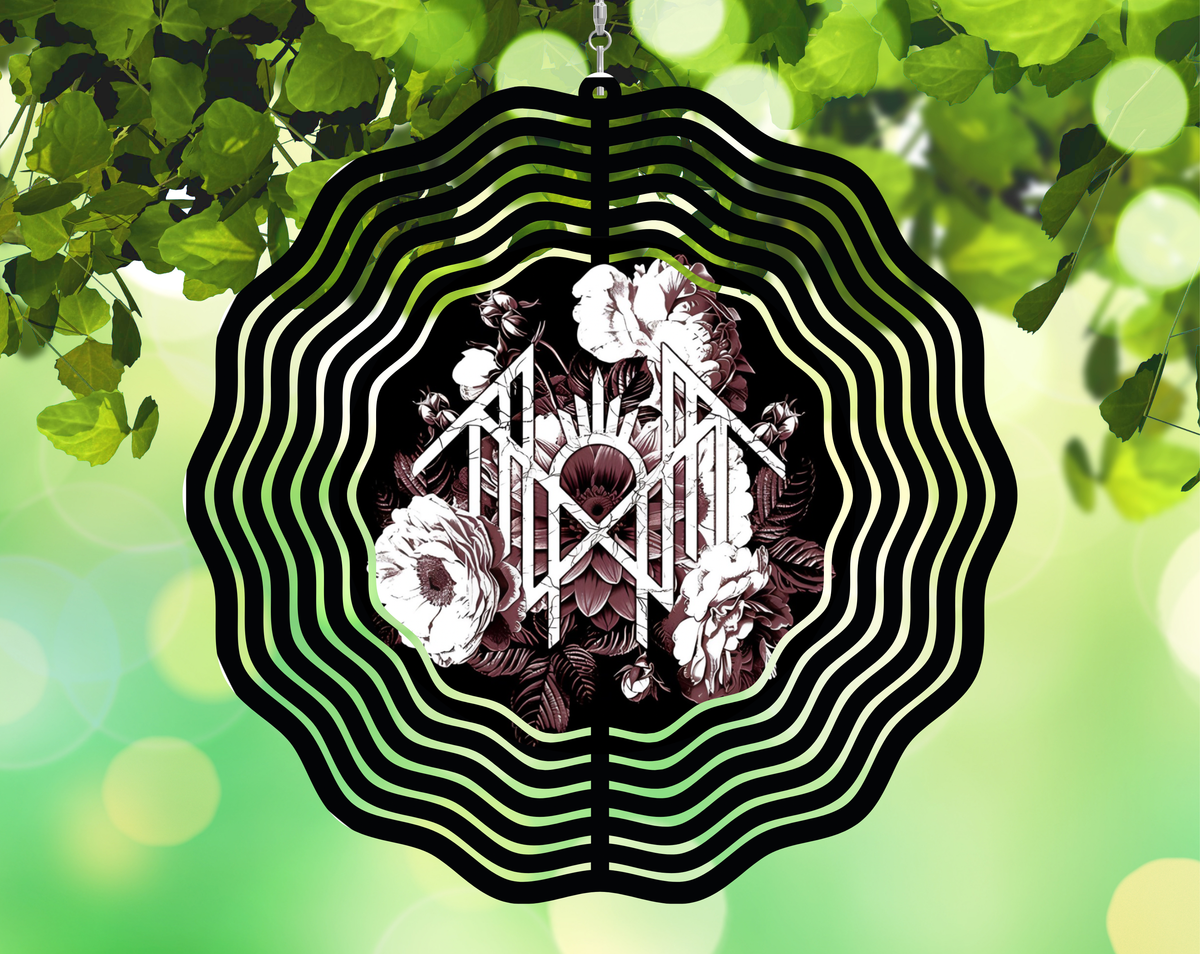 8in Floral Sleep Token Wind Spinner featuring fandom-inspired artwork