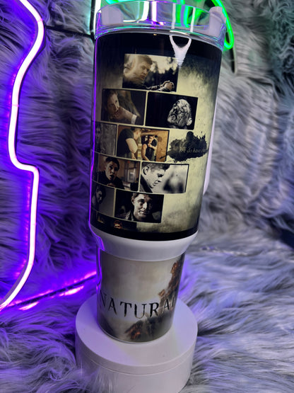 Dean Winchester Supernatural 40oz Tumbler | Hunter Aesthetic featuring the themed design