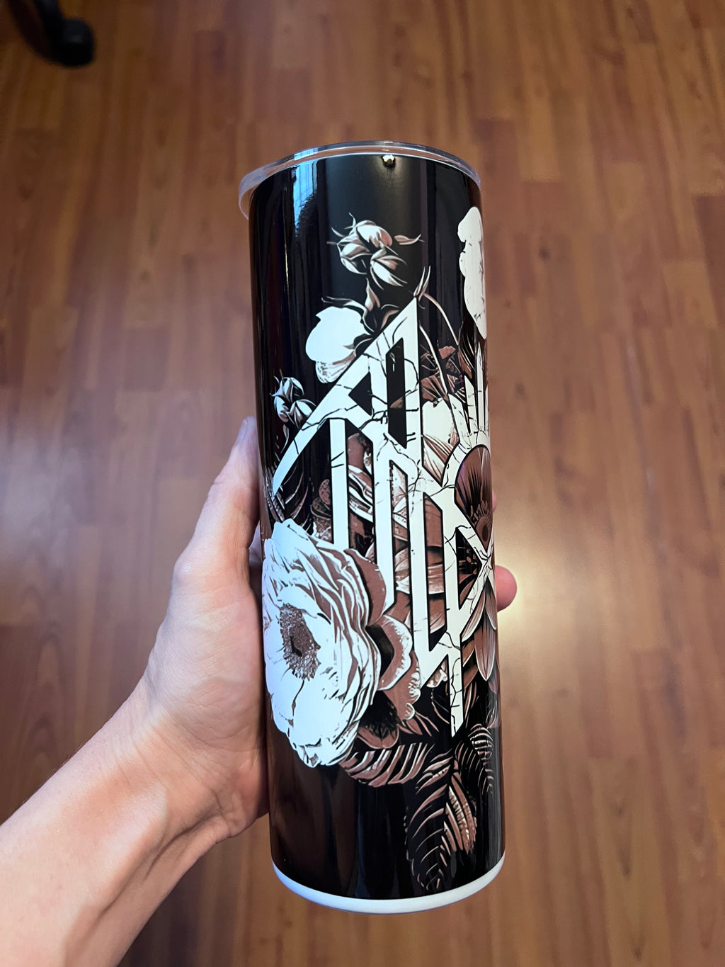 Sleep Token Floral Logo 20oz Skinny Tumbler – Dark Feminine Gothic Cup – Alternative Metalcore Travel Mug – Emo Aesthetic Fan Gift