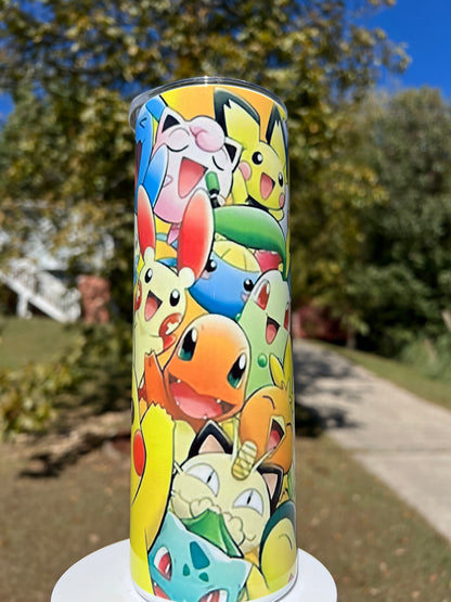20oz Pokémon Collage Tumbler featuring pokémon collage inspired artwork