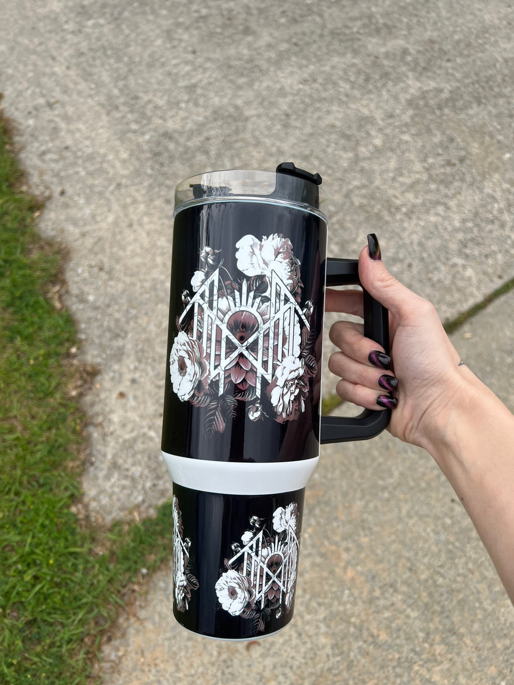 Sleep Token Inspired Floral Sigil 40oz Travel Tumbler with Handle