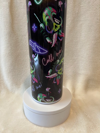 20oz Neon Ghostface Tumbler | Scream featuring ghostface scream inspired artwork