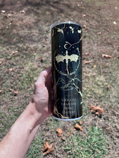 Fourth Wing "Wing Leader" 20oz Tumbler – Xaden Riorson & Violet Sorrengail Inspired Fandom Cup featuring the design artwork