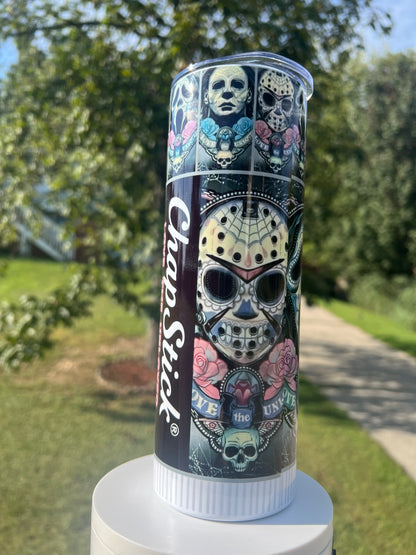 Horror Icons ChapStick Tumbler | Ghostface Jason Michael Myers featuring the themed design