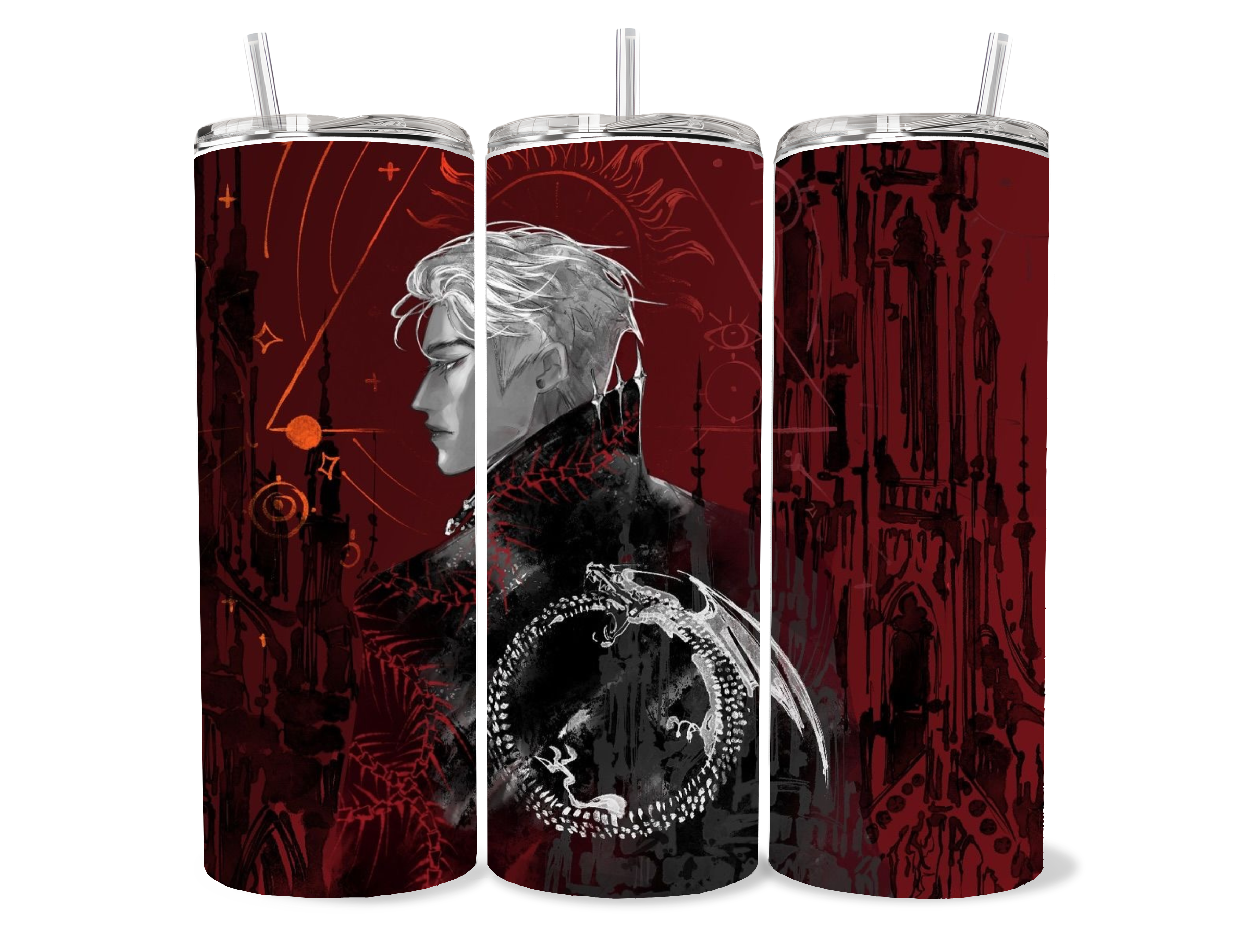 20oz Alchemised inspired fantasy romance tumbler featuring dark fantasy BookTok aesthetic and insulated stainless steel design