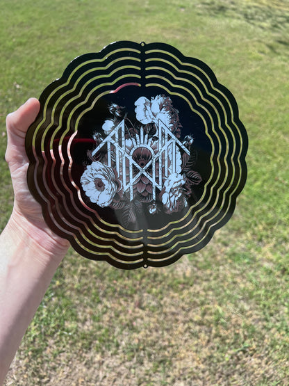 8in Sleep Token Floral Wind Spinner featuring fandom-inspired artwork