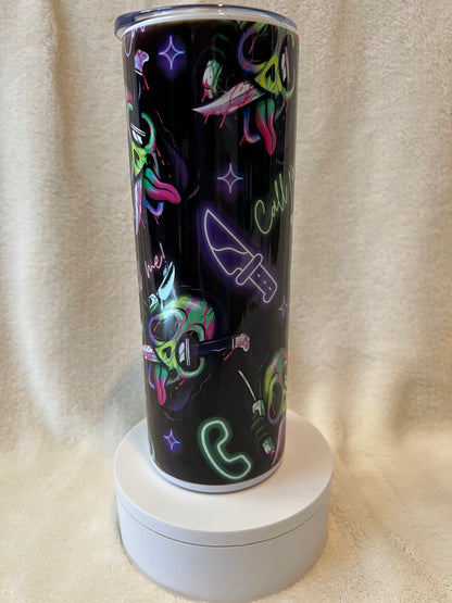 20oz Neon Ghostface Tumbler | Scream featuring ghostface scream inspired artwork
