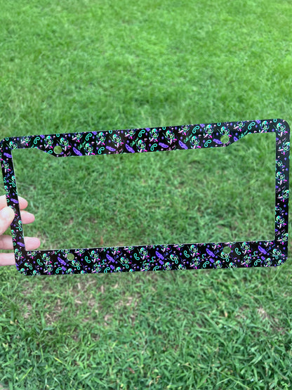 Neon Ghostface License Plate Frame – Spooky Horror Movie Car Accessory & Goth Auto Decor⁠