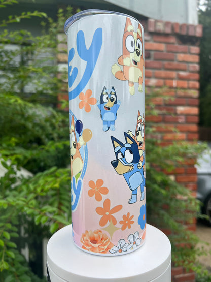 20oz Bluey Tumbler | Cute Cartoon Dog featuring bluey cartoon dog inspired artwork