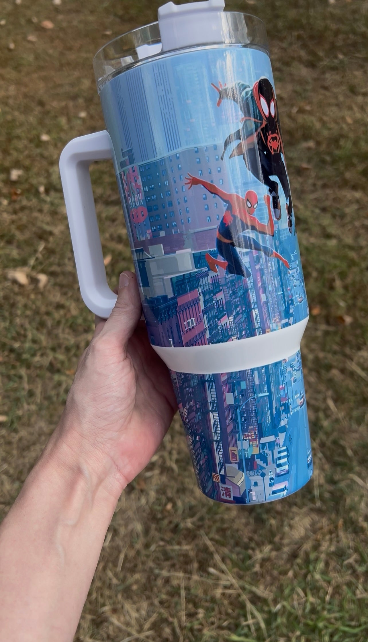 40oz Spidey Versed style tumbler