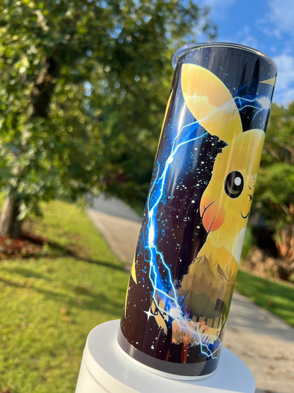 20oz Electric Pikachu Pokémon Tumbler featuring pokémon pikachu inspired artwork