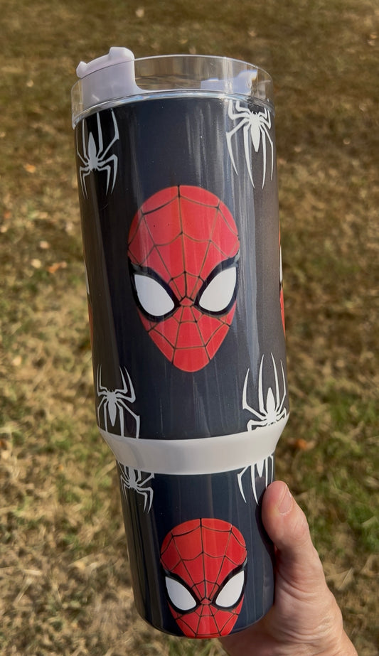 40oz spidey spider style tumbler cup- stainless steel tumbler