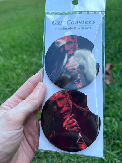 Michael Myers Halloween Neoprene Car Coasters featuring michael myers halloween horror inspired artwork