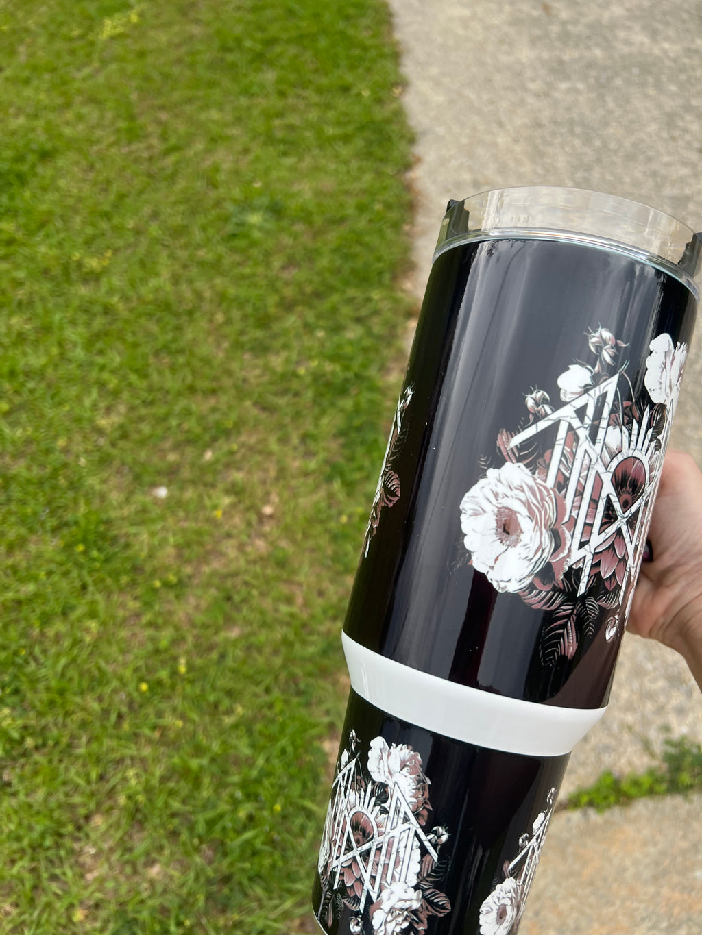 Sleep Token Inspired Floral Sigil 40oz Travel Tumbler with Handle