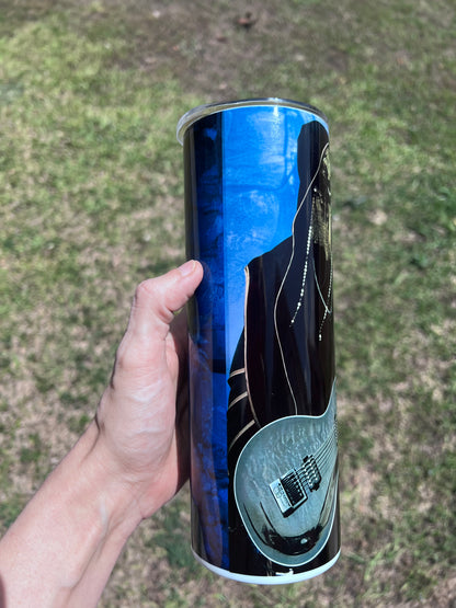 Sleep Token Inspired Guitarist 20oz Skinny Tumbler | Alternative Metal Fan Cup | Gothic Music Lover Gift featuring the design artwork