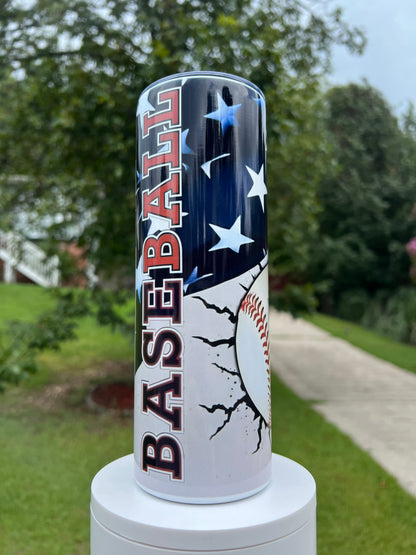 Baseball Dad Tumbler featuring the themed design
