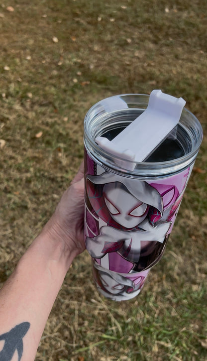 Ghost Spider Inspired 40oz Tumbler featuring the fandom-inspired design