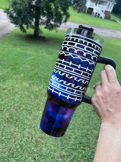 "F This " Galaxy Geometric Custom 40oz Handled Tumbler | Sarcastic Hidden Message Travel Mug