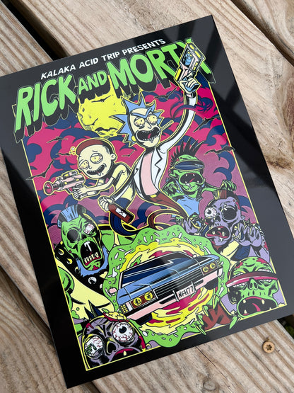 8x10 Rick & Morty Aluminum Sign featuring rick and morty inspired artwork