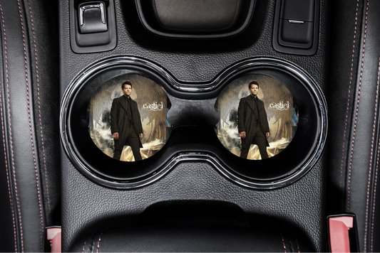 Castiel Supernatural Car Coaster Set | Angelcore SPN Car Accessories | Castiel Fandom Decor featuring the design artwork