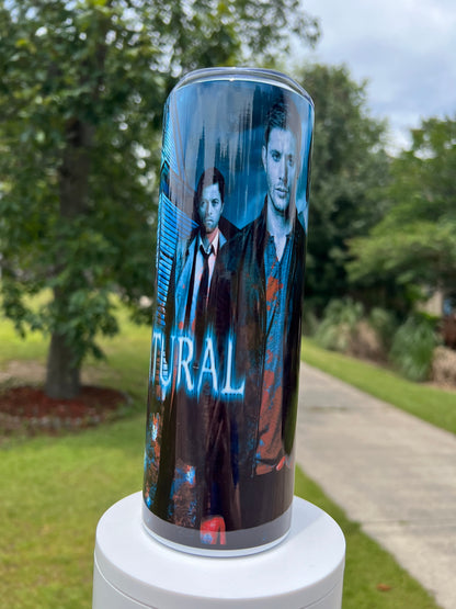 20oz Supernatural Dean & Sam Collage Tumbler featuring supernatural dean sam inspired artwork
