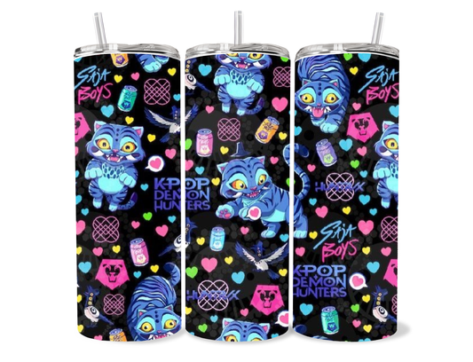 20oz Cute Kpop Demon Hunters collage themed tumbler