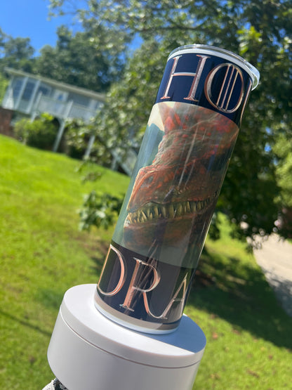 Caraxes & Daemon Targaryen Tumbler 20oz | Blood Wyrm Dragon Cup | House of the Dragon Insulated Drinkware featuring the design artwork