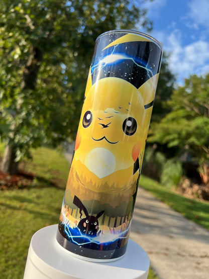 20oz Electric Pikachu Pokémon Tumbler featuring pokémon pikachu inspired artwork