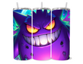 Neon colored bright Gengar themed tumbler cup
