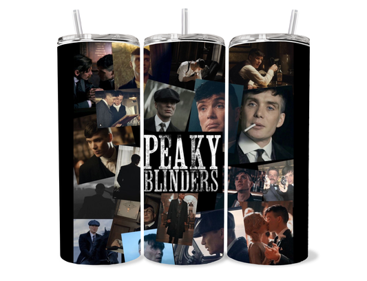 Tommy Shelby Peaky Blinders collage tumbler with dark cinematic artwork
