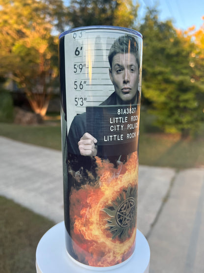 20oz Dean Winchester Tumbler | Supernatural featuring supernatural dean winchester inspired artwork