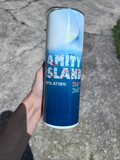 Amity Island Population Tumbler | Jaws Inspired featuring the themed design