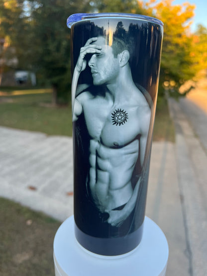 20oz Dean Winchester Tumbler | Supernatural featuring supernatural dean winchester inspired artwork