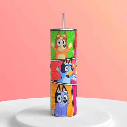 20oz Bluey Family Tumbler | Cartoon Dogs featuring bluey family inspired artwork