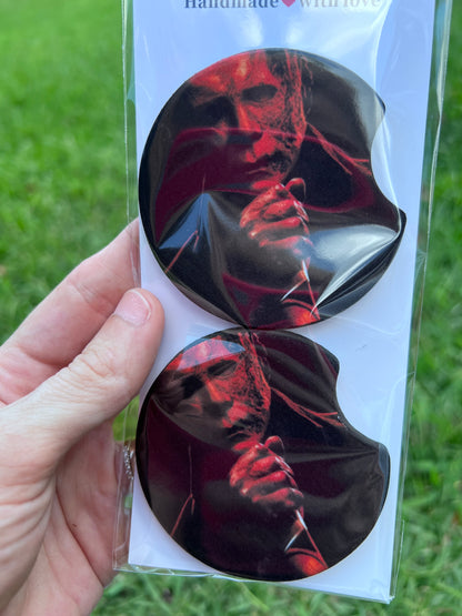 Michael Myers Halloween Neoprene Car Coasters featuring michael myers halloween horror inspired artwork