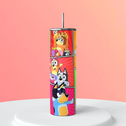 20oz Bluey Family Tumbler | Cartoon Dogs featuring bluey family inspired artwork