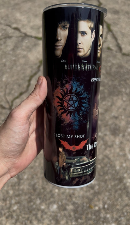 20oz Dean & Sam Winchester Tumbler | Supernatural featuring supernatural dean and sam inspired artwork